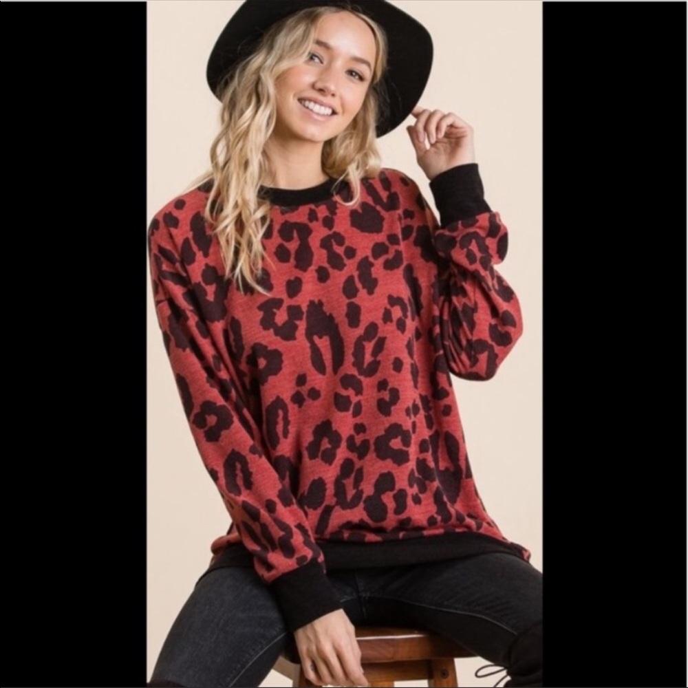 Red Leopard Print Top